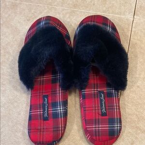 Victoria's Secret Red and Black Plaid Slippers